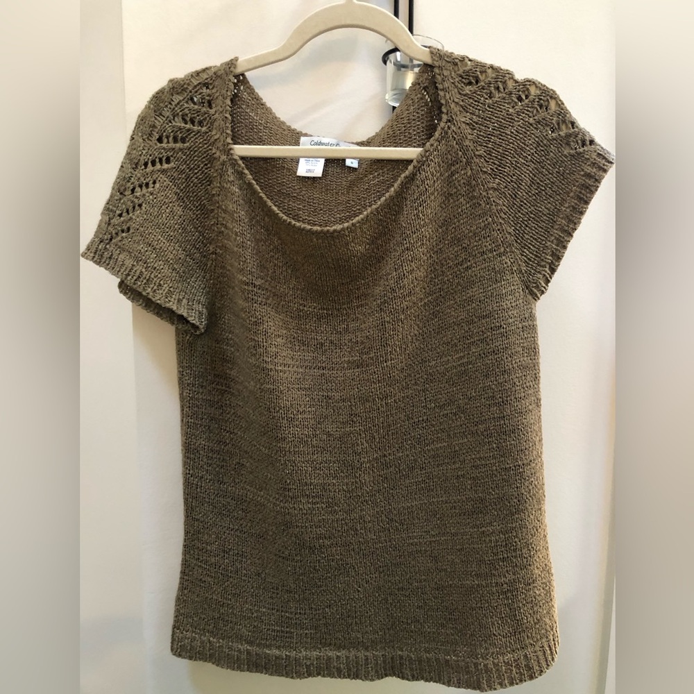 Coldwater Creek Brown Knit Short Sleeve Sweater